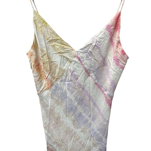 AllSaints Melody Marea Sunset Tie-Dye Silk Slip Dress Watercolor Midi sz 8 US - Picture 7 of 15